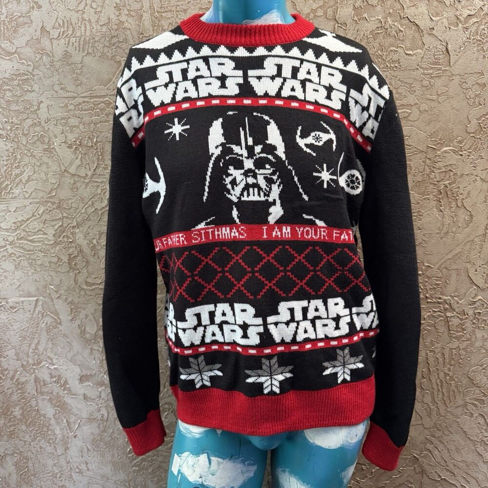 Star Wars Darth Vader Christmas Sweater H&M Small Ugly Holiday Knit Red Black